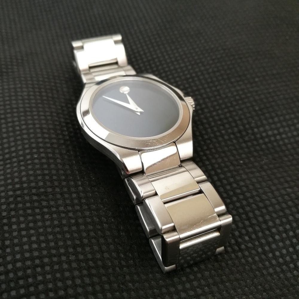 Movado Stainless Steel Blue Faced Watch
